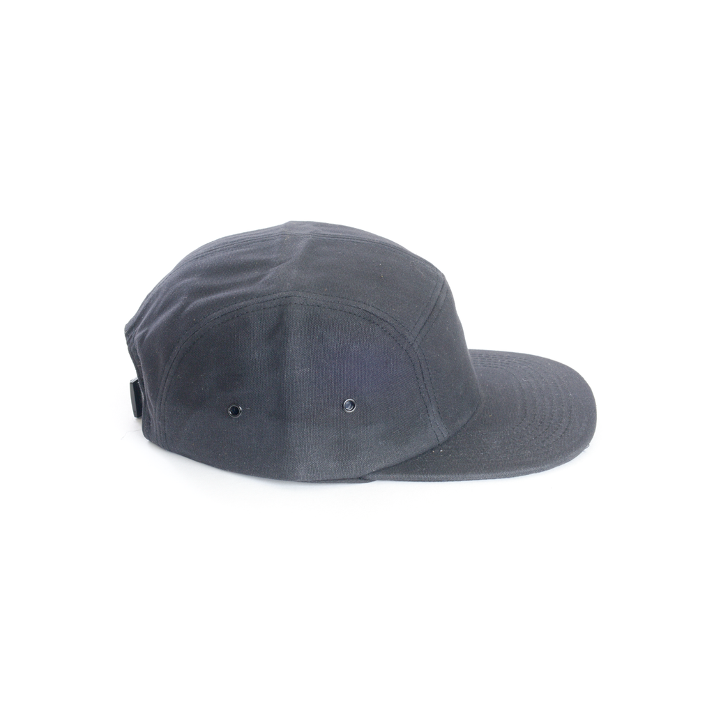 Black - Waxed Canvas Blank 5 Panel Hat for Wholesale or Custom