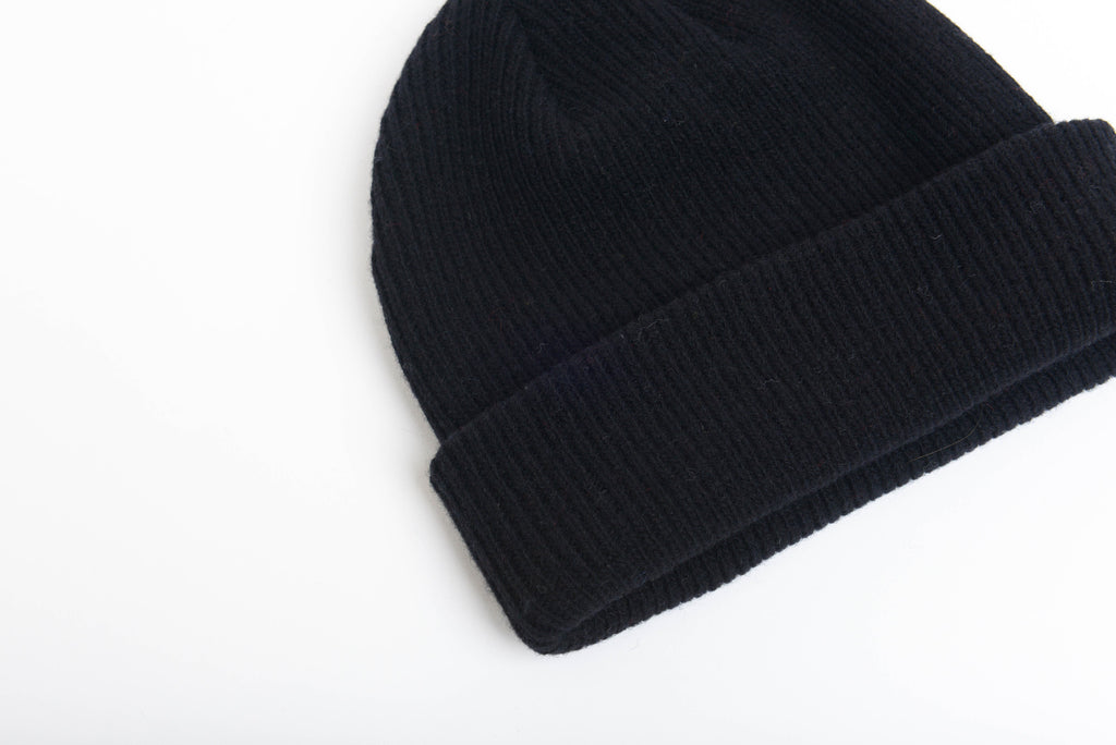 Black - Merino Wool Blank Beanie Hat for Wholesale or Custom