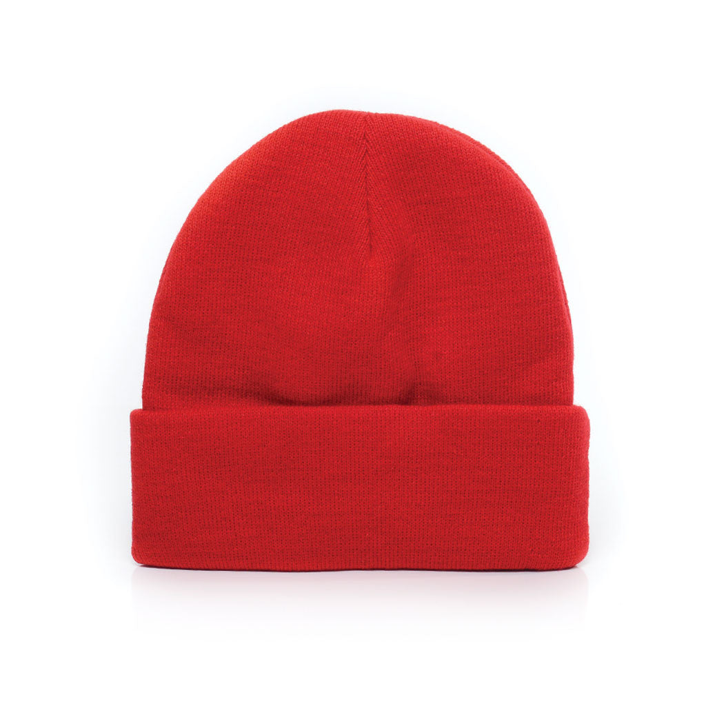 Varsity Red - Acrylic Rib-Knit Beanie Hat for Wholesale or Custom