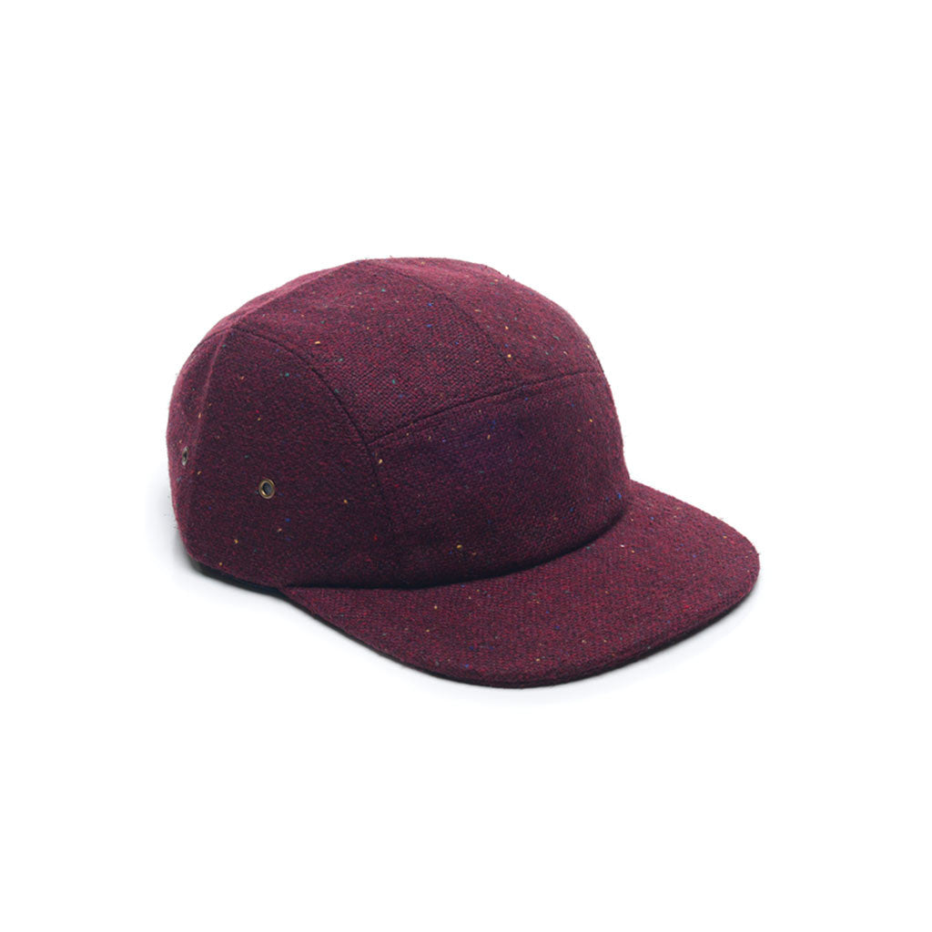 Burgundy Red - Tweed Wool Blank 5 Panel Hat for Wholesale or Custom