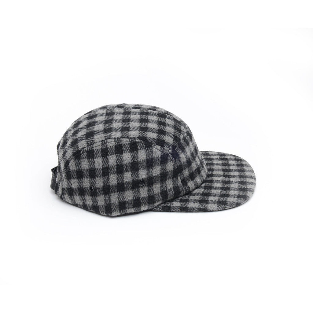 Grey & Black - Checkered Wool 5 Panel Hat for Wholesale or Custom