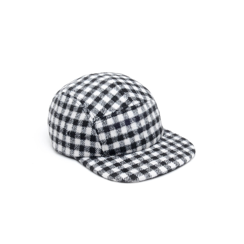 White & Black - Checkered Wool 5 Panel Hat for Wholesale or Custom