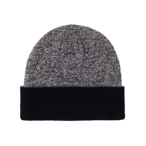 Black & Grey - Contrast Blank Mixed Beanie Hat for Wholesale or Custom
