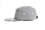 Jailhouse Striped Black & White - Blank 5 Panel Hat for Wholesale or Custom