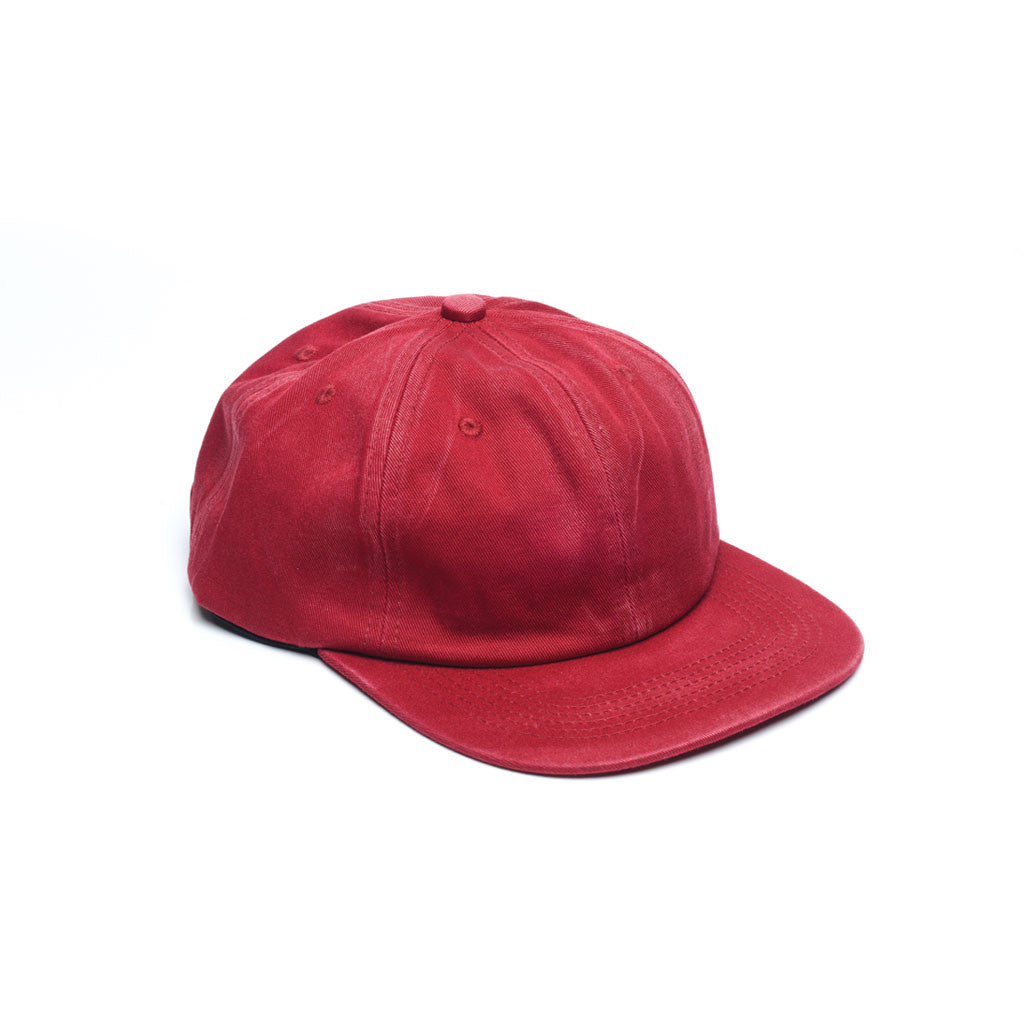 Red - Faded Unconstructed 6 Panel Hat for Wholesale or Custom