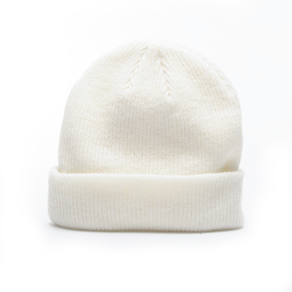White - Merino Wool Blank Beanie Hat